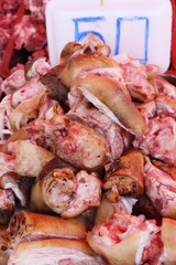 Raw pork for cooking at street food