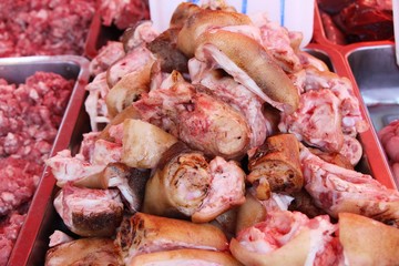 Raw pork for cooking at street food