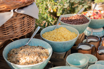 cereal and milk. Idea for breakfast