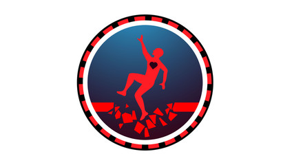 Logo wich fail of man bad soul. Dark heart it is a pledge of death. Icon in striped circle. Life is bridge