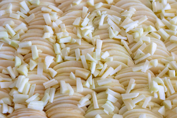 Womens making a Apple cake. Close-up.