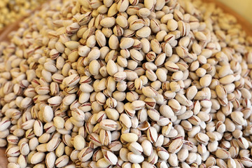 Plate of Pistachios on counter