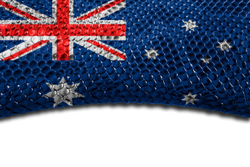 Australia flag on snake skin with a clean place for the inscription