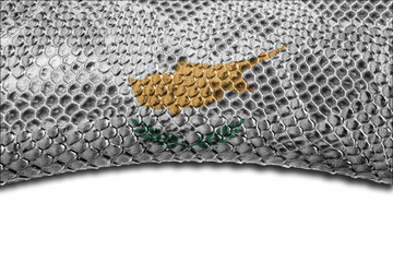 Cyprus flag on snake skin with a clean place for the inscription