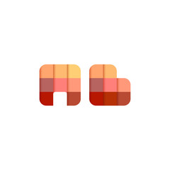 Initial Letters AB, A, B Square Pixel Logo Design Inspiration in Red Gradient Color for Media, Technology Brand Identity.