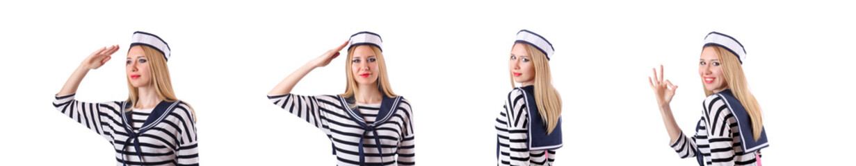 Airhostess isolated on the white background