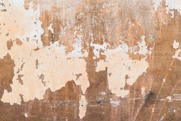 Surface peeling paint peeling off on grungy old wall background