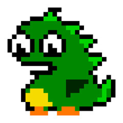 Fototapeta premium Cute pixel art dinosaur. Pixel art. 8 bit.