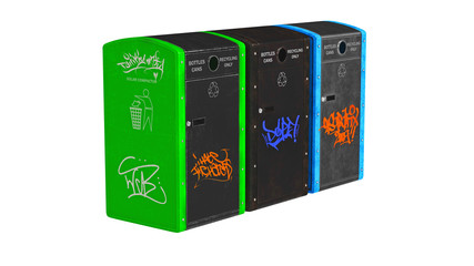 Newspaper box metal, isolated on white background. 3D rendering