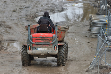 Dump truck hauling ground
