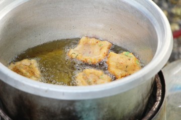 Fried corn cake is delicious at street food
