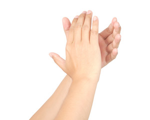 Hands clapping isolated with clipping path.