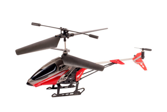 Toy RC helicopter on white background, isolated