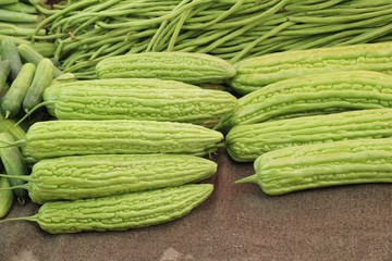 Bitter melon gourd for cooking in market