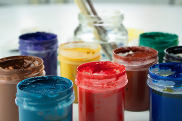 gouache paint on white background