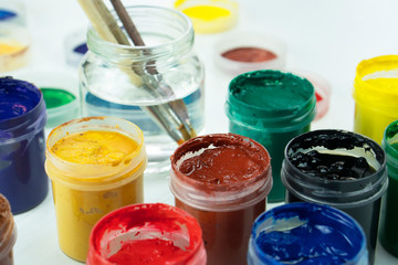 gouache paint on white background