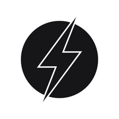 Lightning, electric power vector logo design element. Energy and thunder electricity symbol concept. Lightning bolt sign in the circle. Power fast speed logotype