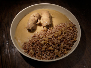 Polish food zrazy kasza