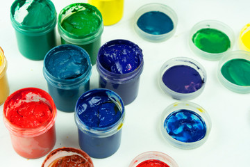 gouache paint on white background