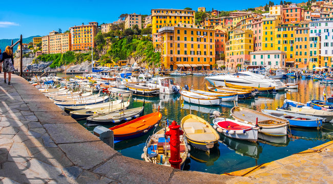 italian riviera horizontal camogli colorful village italy south europe town