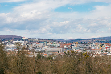 Obraz premium European houses with red roofs on top