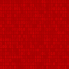 Abstract seamless pattern of small digits one and zero in red colors