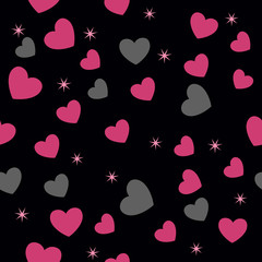 Romantic seamless pattern with hearts