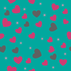 Romantic seamless pattern with hearts