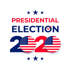 2020 United States of America Presidential Election banner. Design logo. Election banner Vote 2020 with Patriotic Stars. Vector illustration. Isolated on white background