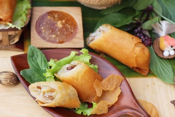 fried spring rolls traditional for appetizer food