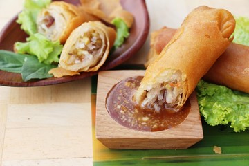 fried spring rolls traditional for appetizer food