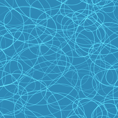 Abstract seamless pattern of randomly arranged contours of ellipses in light blue colors