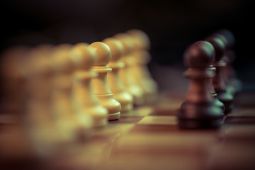 Ghostly Classic Chess pieces with shallow depth of field