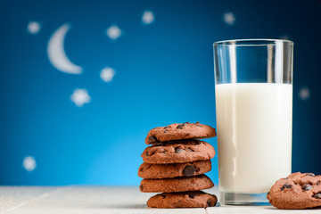 Glass of milk and cookies