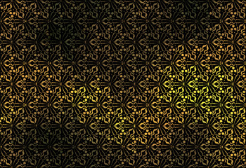 Gold abstract lacy ornament on a dark background
