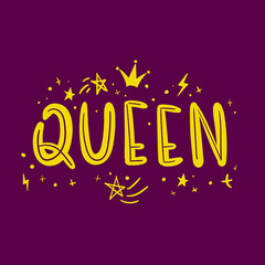 Female power cartoon quote. Vector phrase design for posters, stickers, embroidery, badges, pins and clothing .