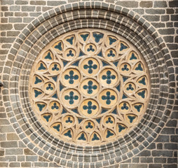 The Cathedral-fortress of Avila, Castile-Leon, Spain. Romanesque and Gothic styles. Its apse froms one of the turrets of the city walls.