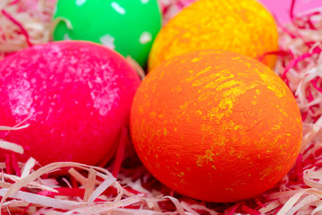 Multi-colored Easter eggs.