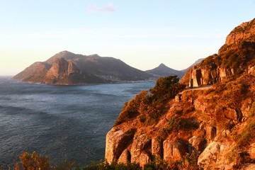 Chapman's Peak Drive on the Atlantic Coast between Hout Bay and Noordhoek is a beautiful views in the world at  Cape Town, South Africa