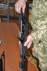 Disassembly of the Kalashnikov assault rifle for subsequent cleaning after shooting and preparation...