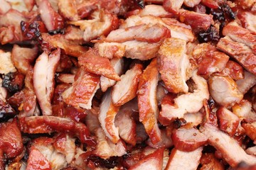 Fried pork with garlic in street food