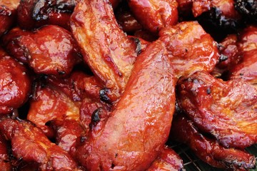 Fried pork with garlic in street food