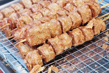 Deep Fried Crab meat roll (Hoi Jo) in market