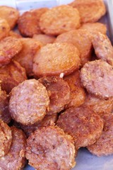 Fried pork with garlic in street food