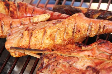 Grilled pork tail delicious at street food