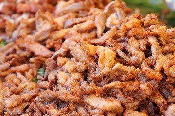 Fried pork with garlic in street food