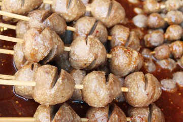 grilled meatballs is delicious at street food