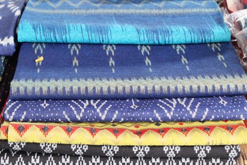 Thai striped fabric beauty at street shop