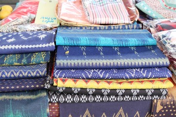 Thai striped fabric beauty at street shop