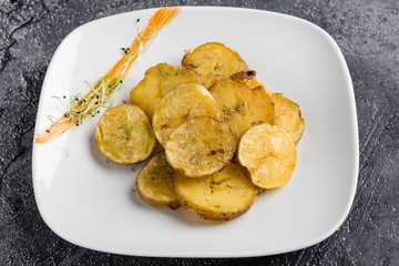 fresh healthy baked delicious baked potato on white plate